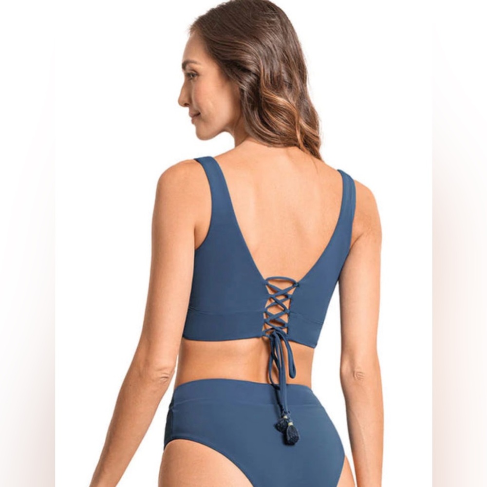 Maaji Bluejay Paradise Long Line Triangle Top - Sz Small - Picture 3 of 6